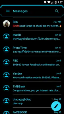 SMS Messages Neon Led Blue android App screenshot 3