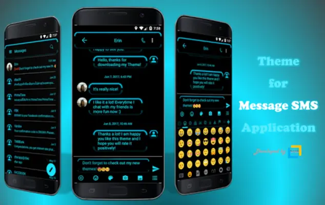 SMS Messages Neon Led Blue android App screenshot 5